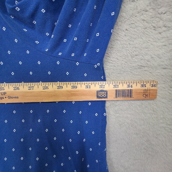 Catherines Top Womens 5X Blue Cutout Neck Diamond‎ Relaxed Flowy Stretch Lounge - Picture 3 of 11